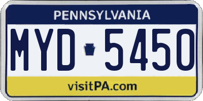 PA license plate MYD5450