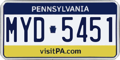 PA license plate MYD5451