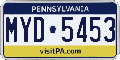 PA license plate MYD5453