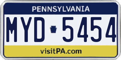 PA license plate MYD5454