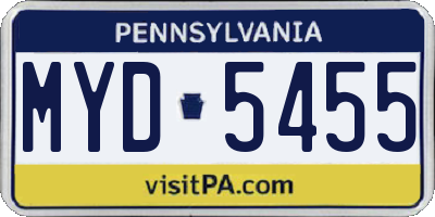 PA license plate MYD5455