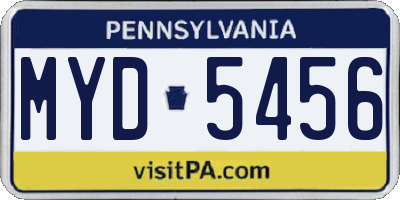 PA license plate MYD5456