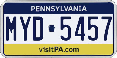 PA license plate MYD5457