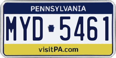 PA license plate MYD5461