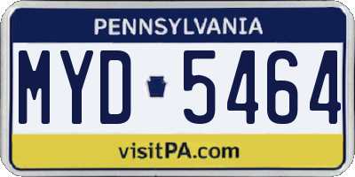 PA license plate MYD5464