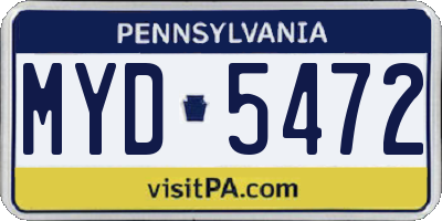 PA license plate MYD5472