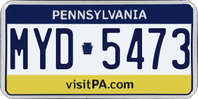 PA license plate MYD5473