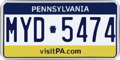PA license plate MYD5474
