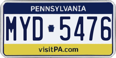 PA license plate MYD5476