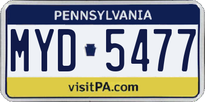PA license plate MYD5477