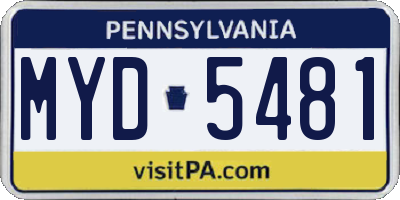 PA license plate MYD5481