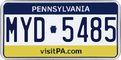 PA license plate MYD5485
