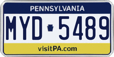 PA license plate MYD5489