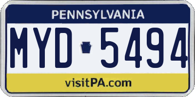 PA license plate MYD5494