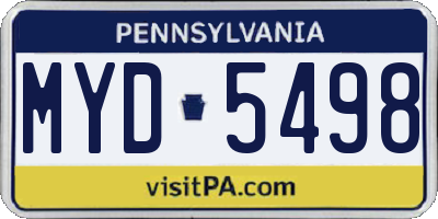 PA license plate MYD5498
