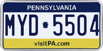 PA license plate MYD5504