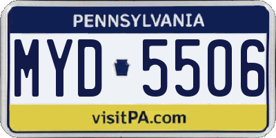 PA license plate MYD5506