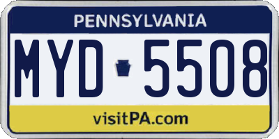 PA license plate MYD5508