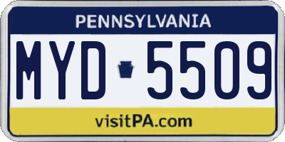 PA license plate MYD5509
