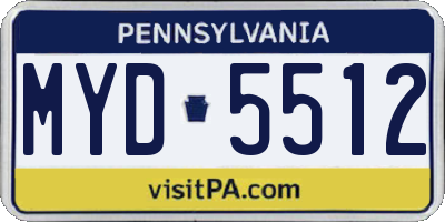 PA license plate MYD5512