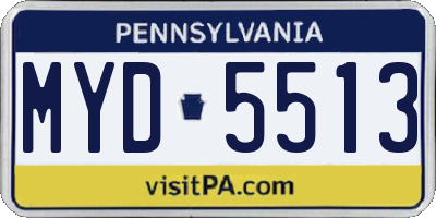 PA license plate MYD5513