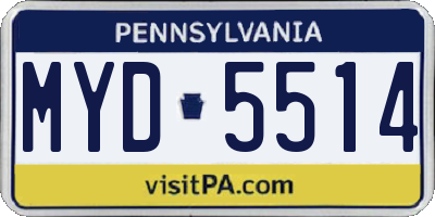 PA license plate MYD5514