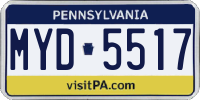 PA license plate MYD5517
