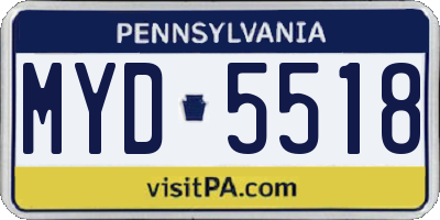 PA license plate MYD5518
