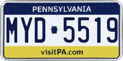 PA license plate MYD5519