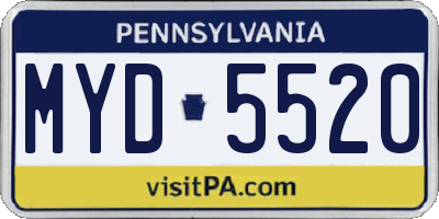 PA license plate MYD5520