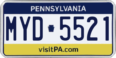 PA license plate MYD5521