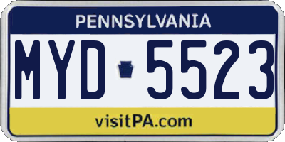 PA license plate MYD5523