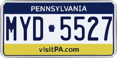 PA license plate MYD5527