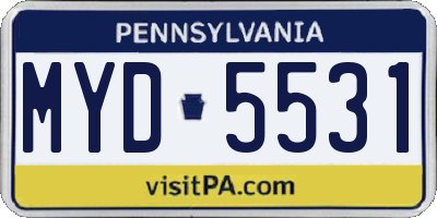 PA license plate MYD5531