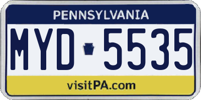 PA license plate MYD5535