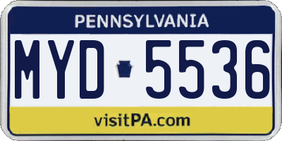 PA license plate MYD5536