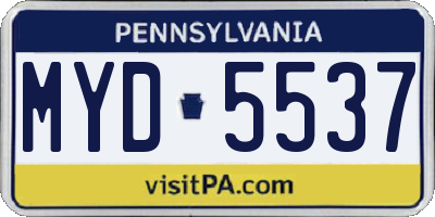 PA license plate MYD5537