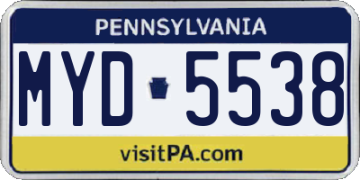PA license plate MYD5538