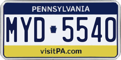 PA license plate MYD5540