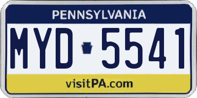 PA license plate MYD5541