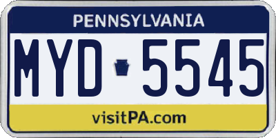 PA license plate MYD5545