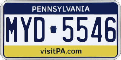PA license plate MYD5546