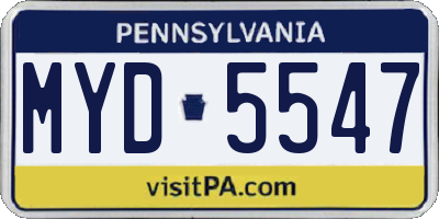 PA license plate MYD5547