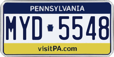 PA license plate MYD5548