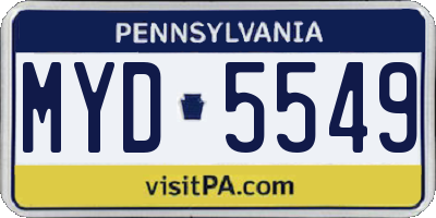 PA license plate MYD5549