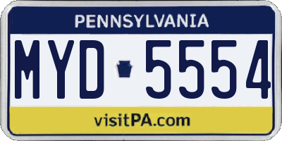 PA license plate MYD5554