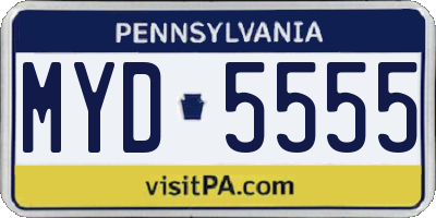 PA license plate MYD5555