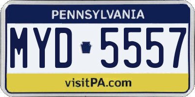 PA license plate MYD5557