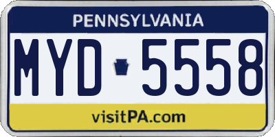 PA license plate MYD5558