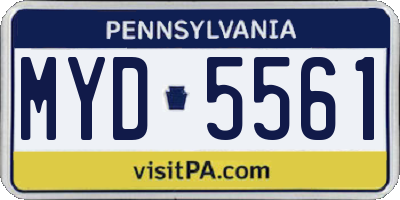 PA license plate MYD5561